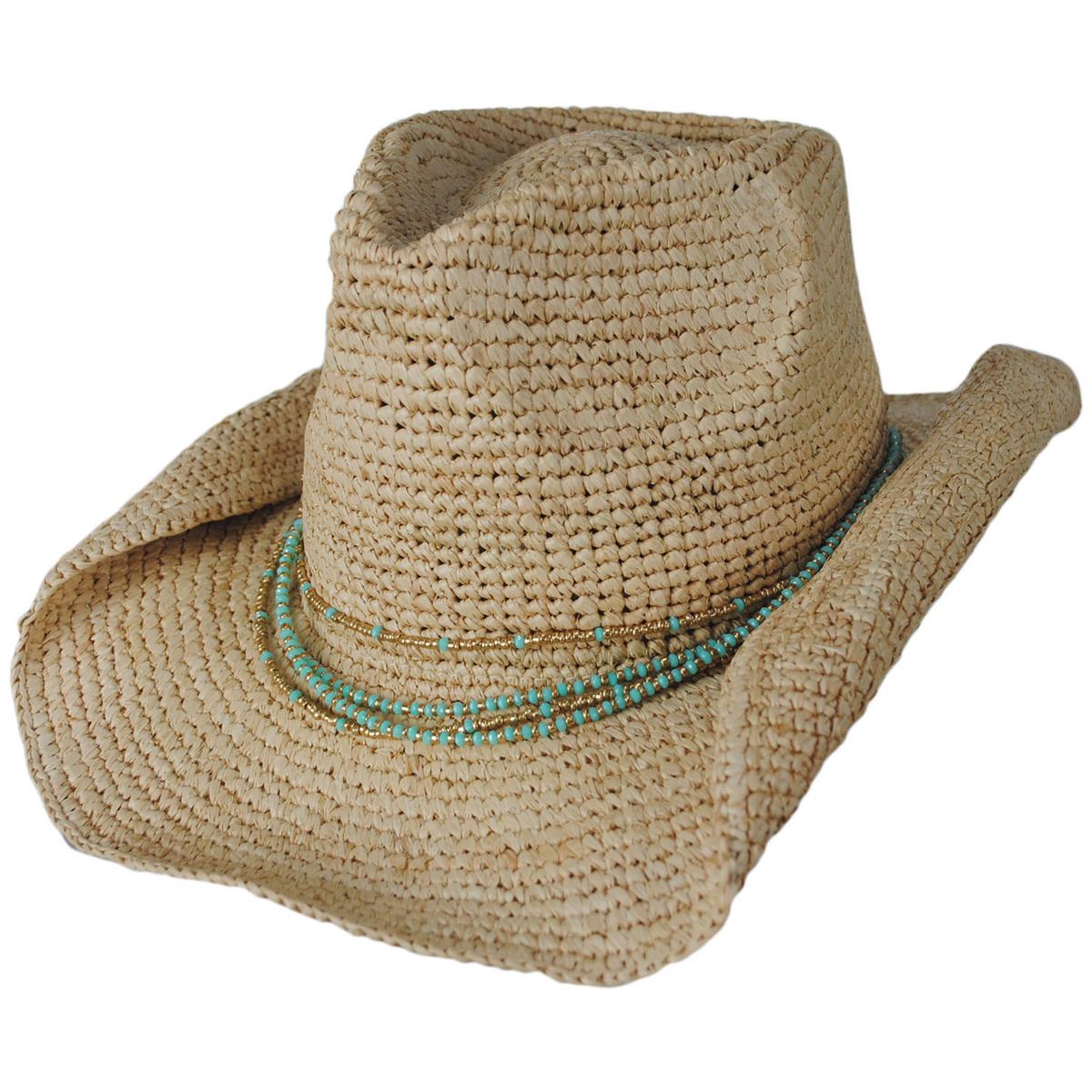 NIKKI BEACH | Sydney Raffia Straw Western Hat | 102659 | lead | NATURAL