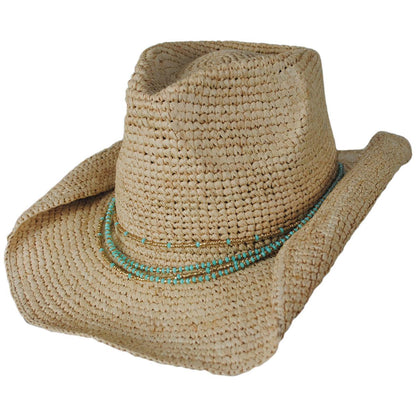 NIKKI BEACH | Sydney Raffia Straw Western Hat | 102659 | lead | NATURAL