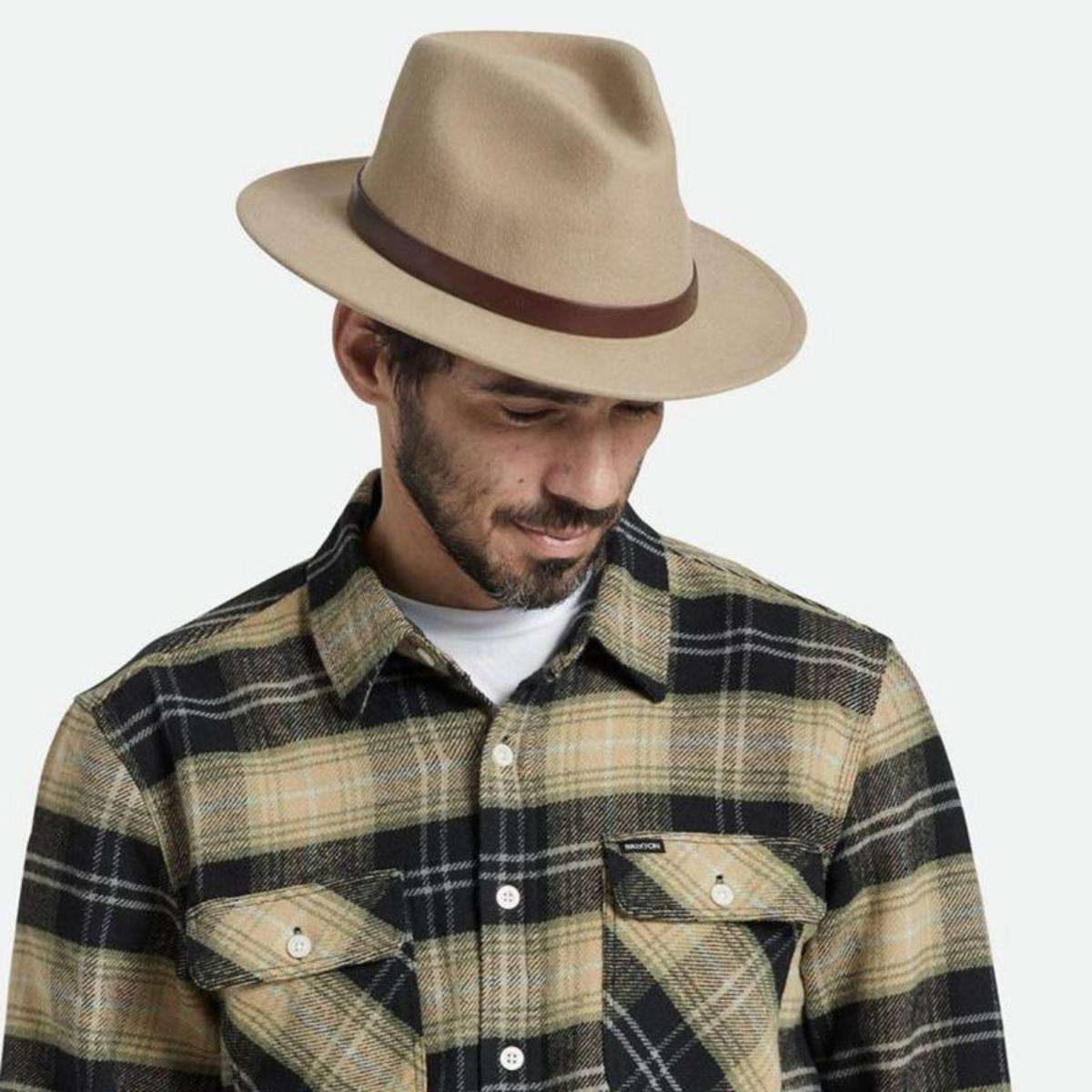 BRIXTON HATS | Messer Wool Felt Fedora Hat | 123909 | lsmone | SAND