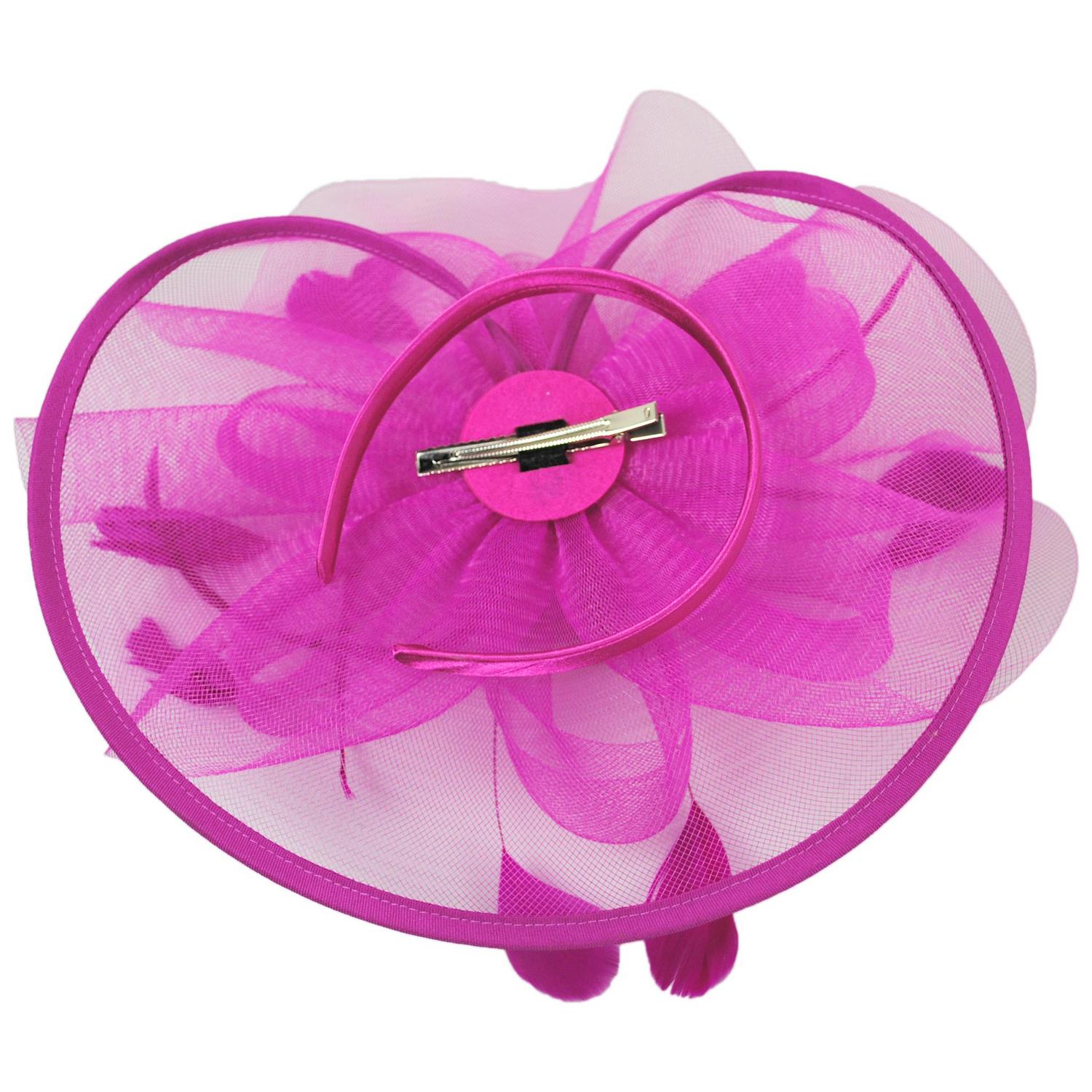 Sophia | Floral Mesh and Ribbon Fascinator Hat | 122905 | under | FUCHSIA