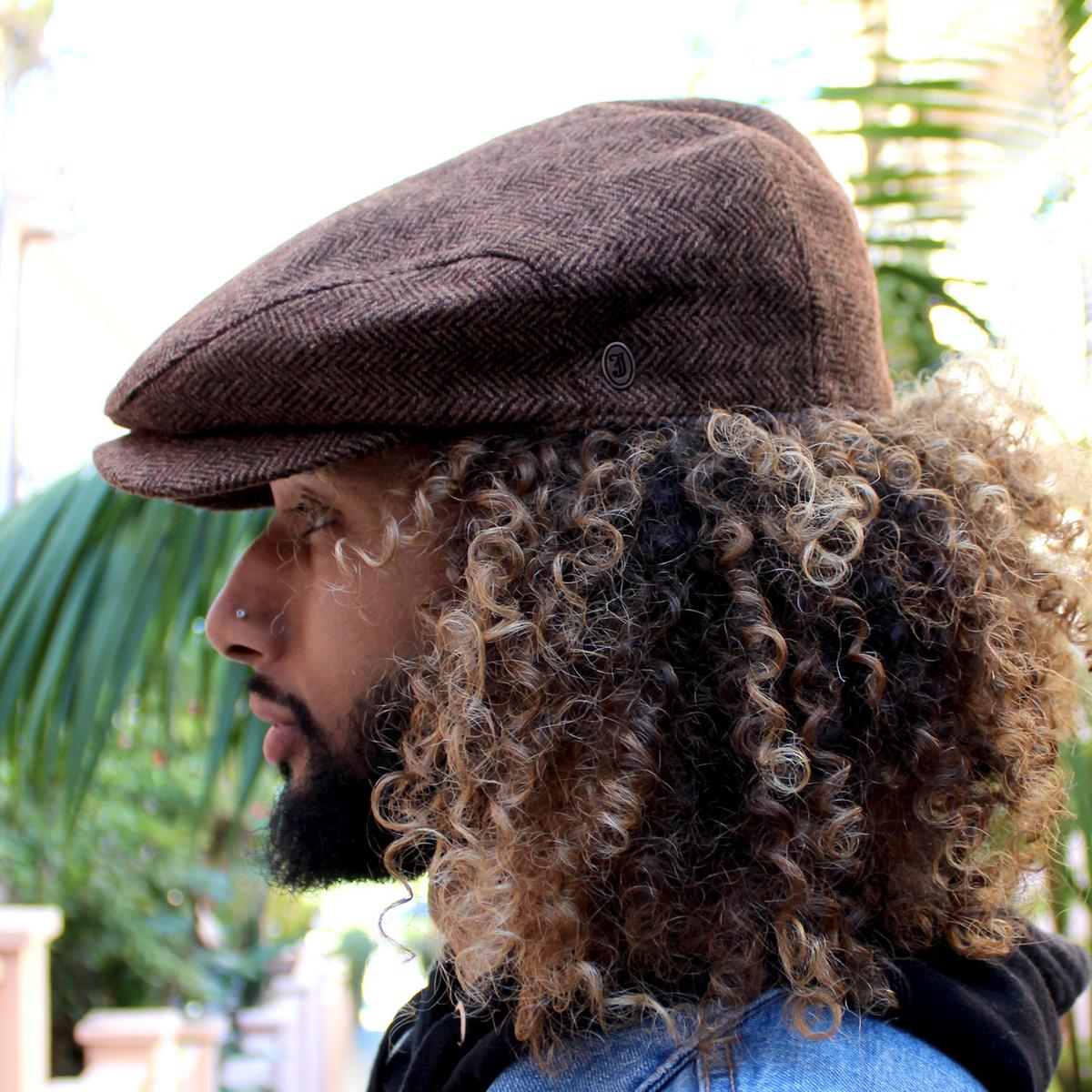 Jaxon Hats | Bird Rock Herringbone Wool Blend Ivy Cap | 167571 | lsmone | MOCHA