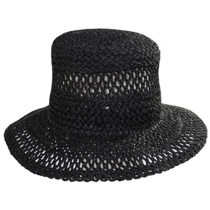 San Diego Hat Company | In The Clouds Toyo Straw Bucket Hat | 103674 | front | BLACK