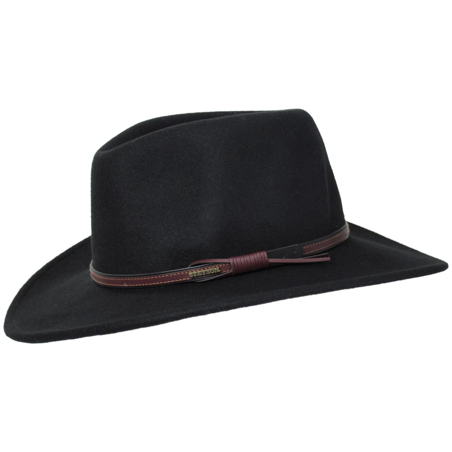 Stetson | Bozeman Crushable Wool Felt Outback Hat | 130692 | profile | BLACK