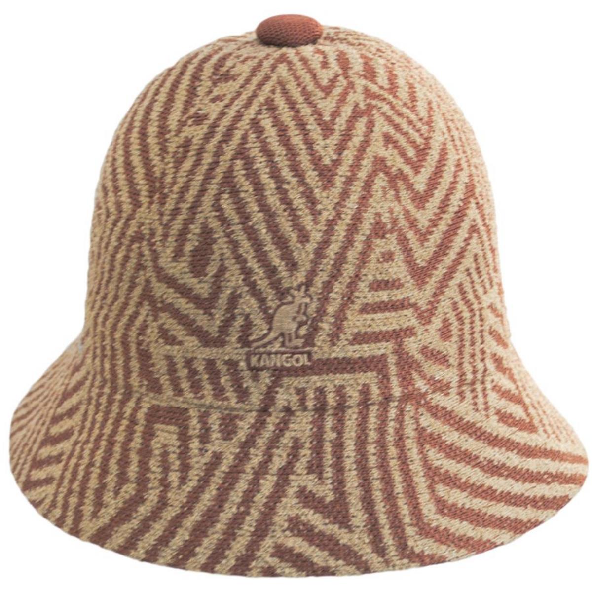 Kangol | Virtual Grid Casual Bucket Hat | 185801 | front | MAHOGANY/OAT