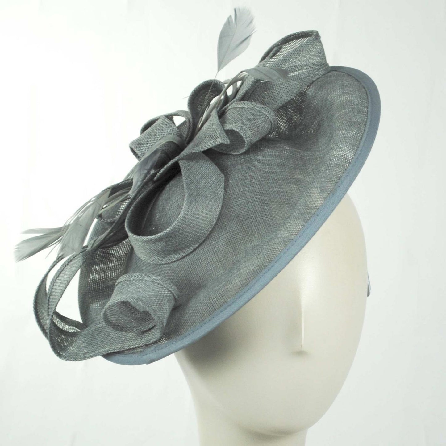 Sophia | Ribbon & Flax Linen Fabric Fascinator Hat | 122904 | front | GREY