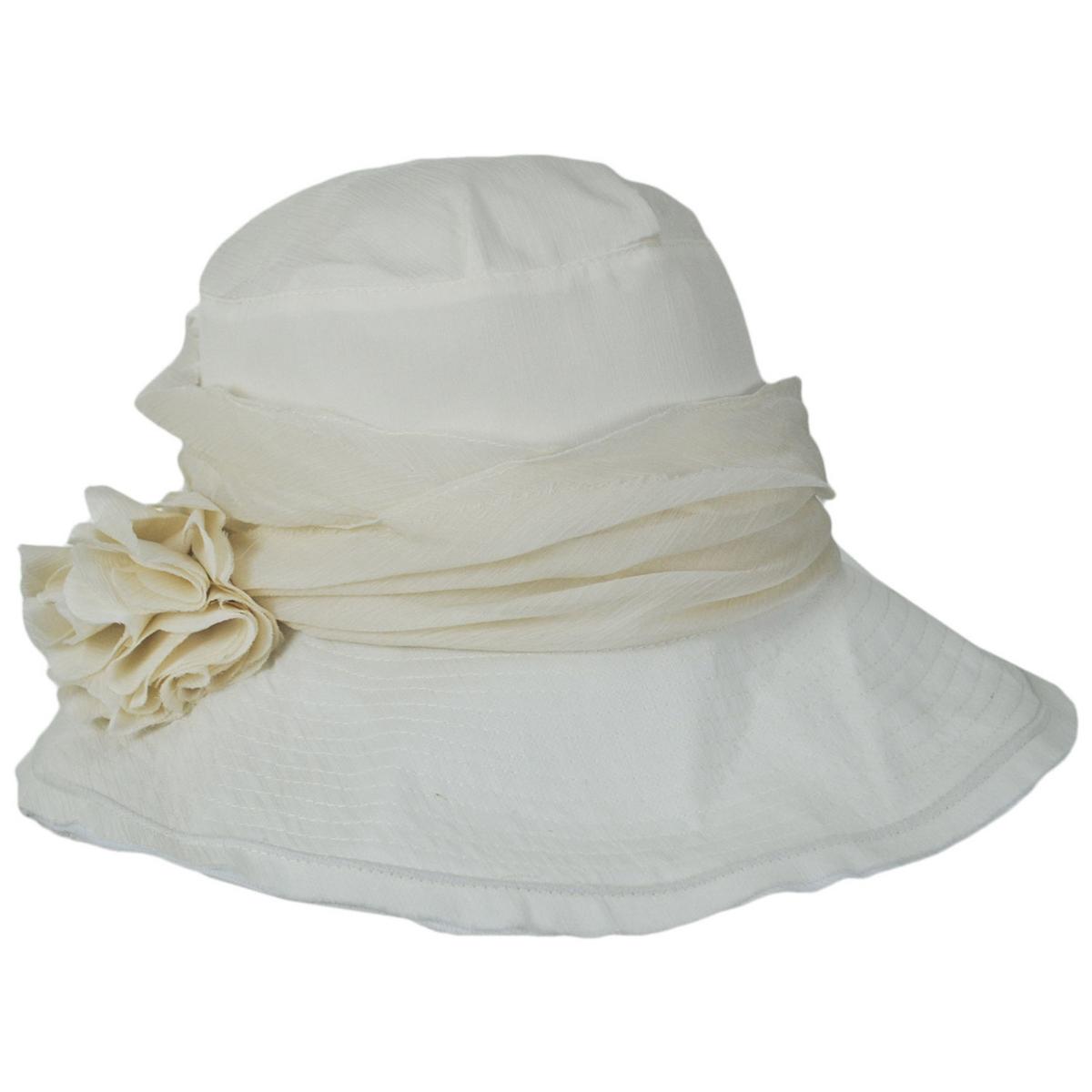 Jeanne Simmons | Romance Fabric Sun Hat | 106547 | lead | CREAM