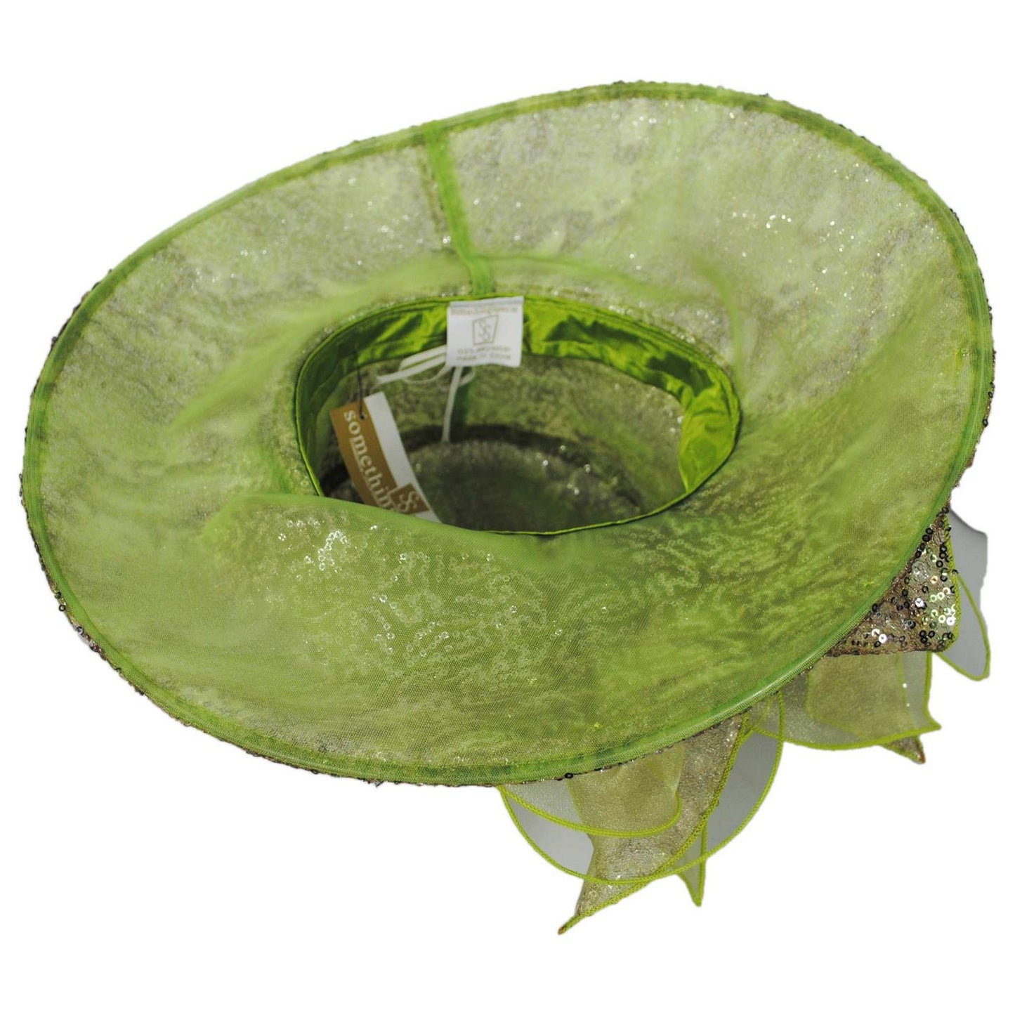 Something Special | Two Tone Sequin Organza Boater Dress Hat | 121337 | under | GREEN/PURPLE