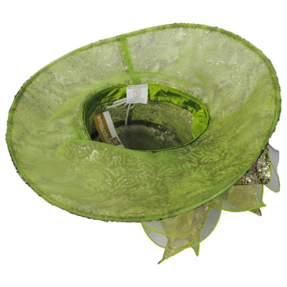 Something Special | Two Tone Sequin Organza Boater Dress Hat | 121337 | under | GREEN/PURPLE