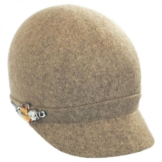 Betmar | Rhinestone Wool Cap | 106075 | lead | CAMEL