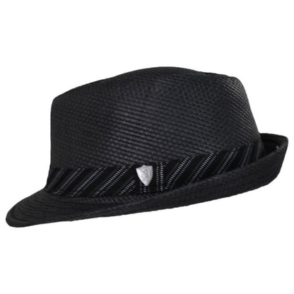 Dorfman Pacific | Stingy Brim Toyo Straw Fedora Hat | 126124 | profile | BLACK