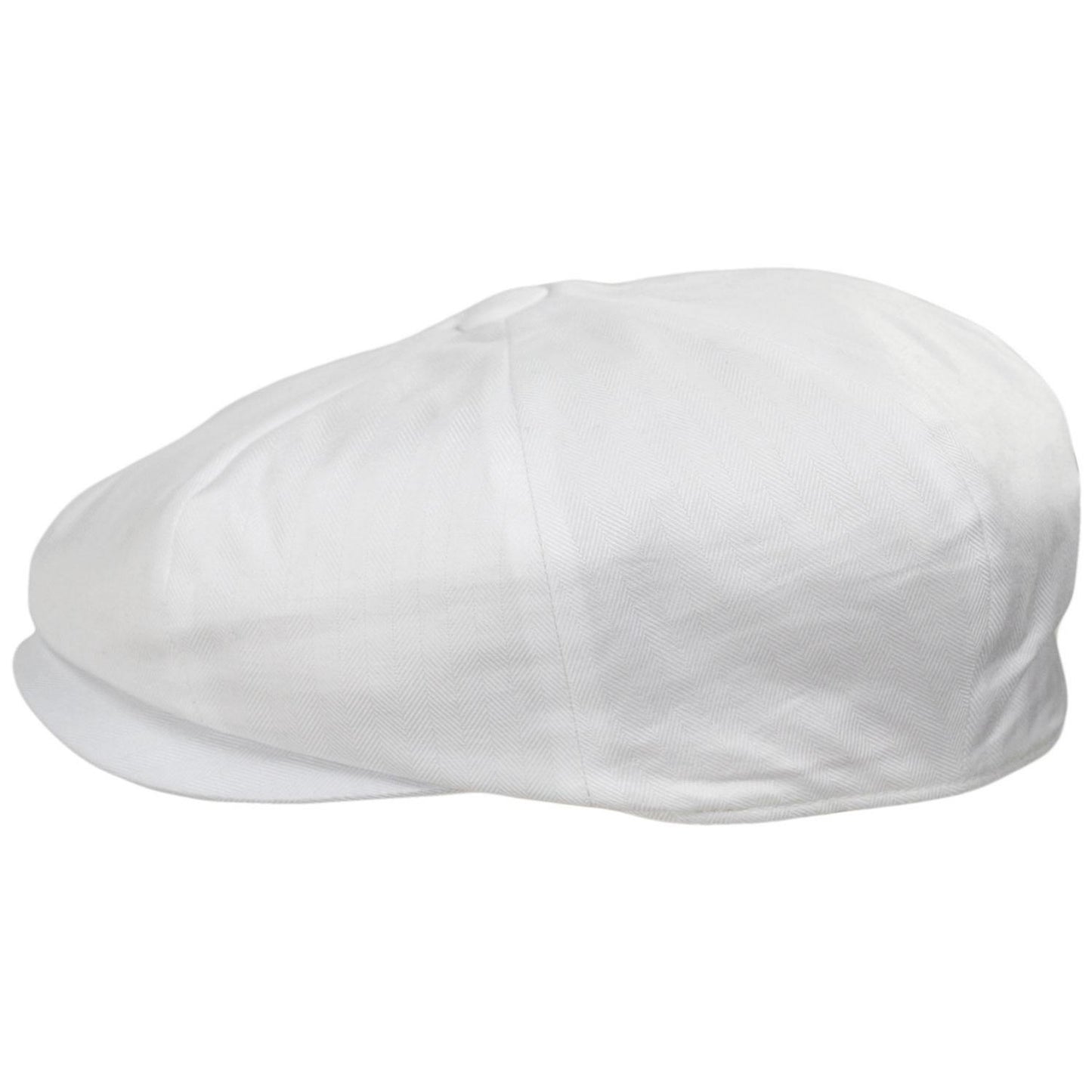Baskerville Hat Company | Glasbury Cotton Herringbone Newsboy Cap | 167681 | profile | IVORY