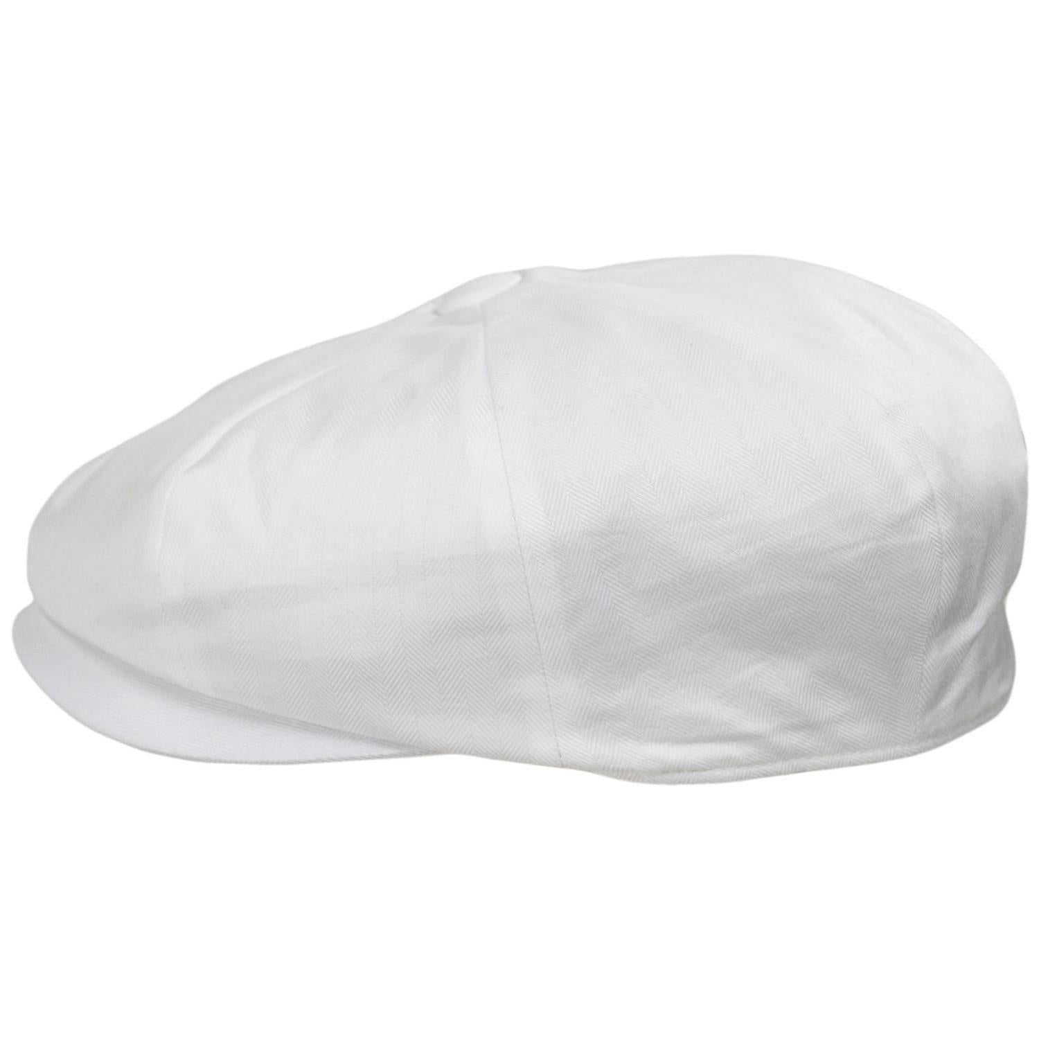Baskerville Hat Company | Glasbury Cotton Herringbone Newsboy Cap | 167681 | profile | IVORY