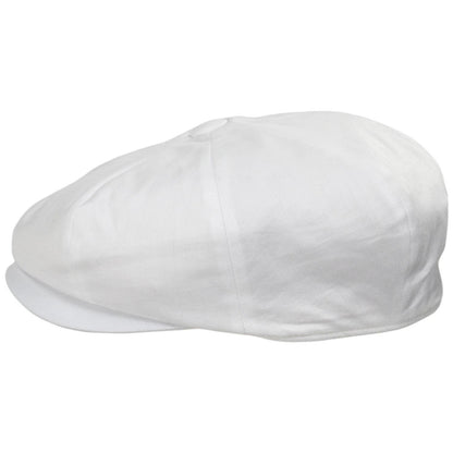 Baskerville Hat Company | Glasbury Cotton Herringbone Newsboy Cap | 167681 | profile | IVORY