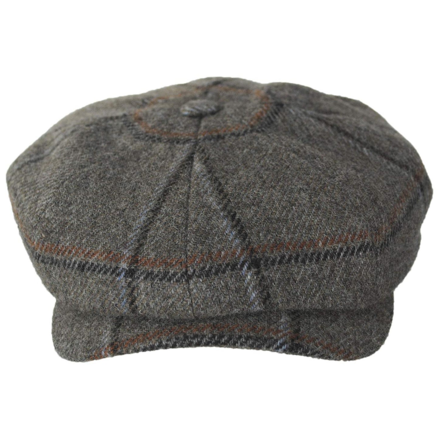 Wigens Caps | Big Check Wool Retro Newsboy Cap | 161978 | front | TAUPE