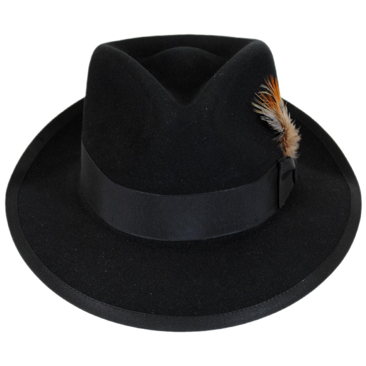 Stetson | Whippet Fur Felt Fedora Hat | 130635 | front | BLACK
