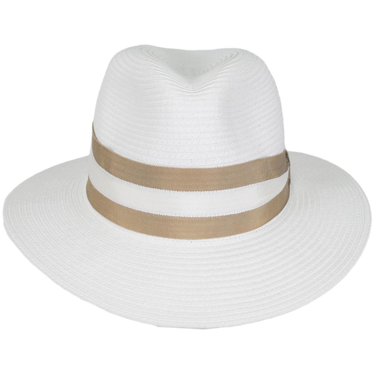 Physician Endorsed | Geneva Toyo Straw Fedora Hat | 102675 | front | WHITE/TAUPE