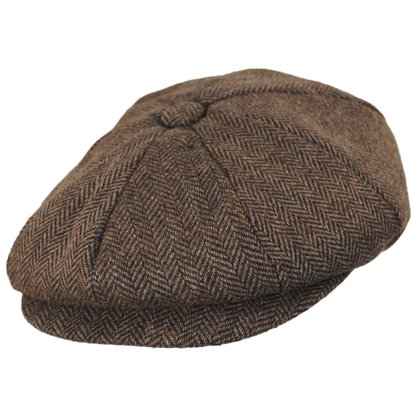 Jaxon Hats | Bird Rock Herringbone Wool Blend Newsboy Cap | 167572 | lead | MOCHA