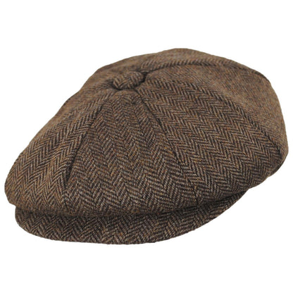 Jaxon Hats | Bird Rock Herringbone Wool Blend Newsboy Cap | 167572 | lead | MOCHA