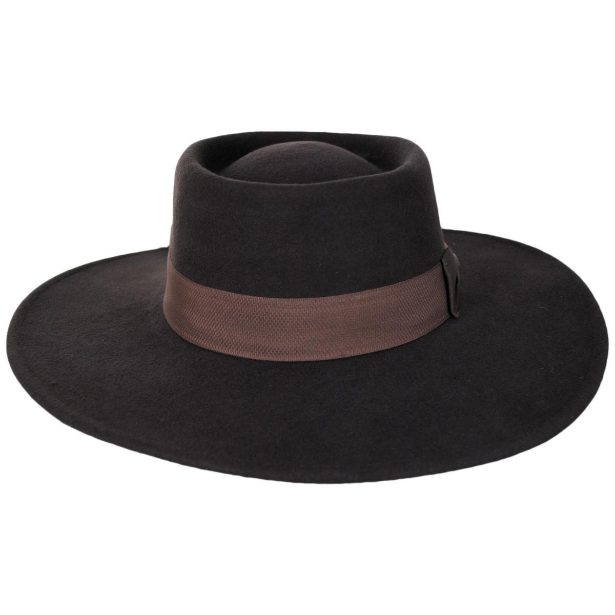 Scala | Hank Wool Felt Gaucho Hat | 130554 | front | CHOCOLATE