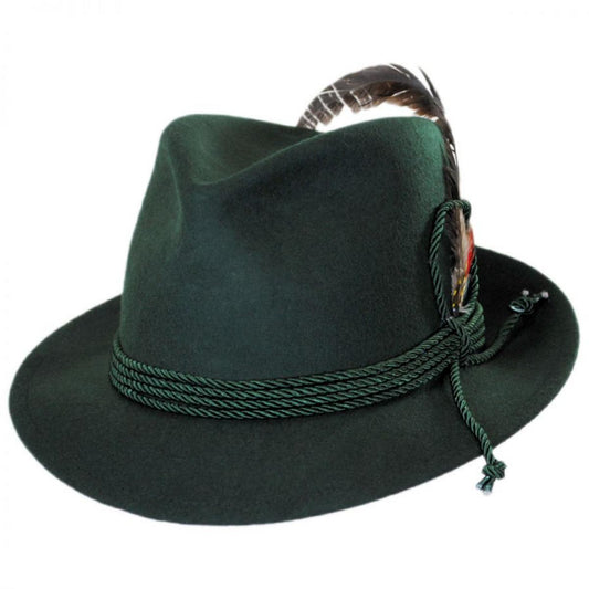 Jaxon Hats | Made in the USA - Classics Wool Felt Bavarian Hat | 191723 | lead | DARK GREEN