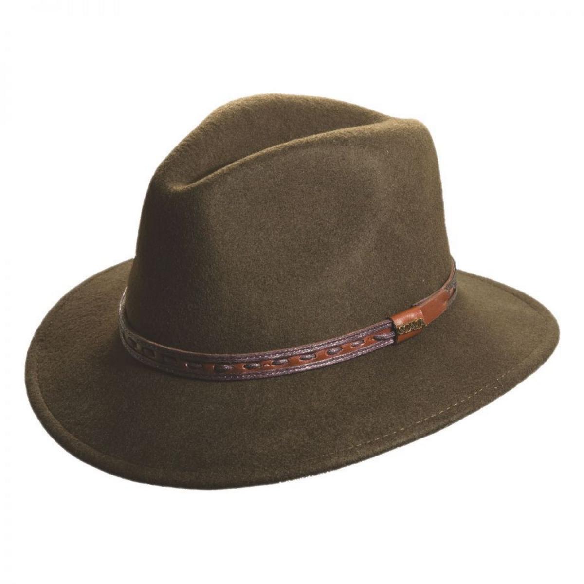 Scala | Traveler Crushable Wool Felt Safari Fedora Hat | 130484 | lead | OLIVE