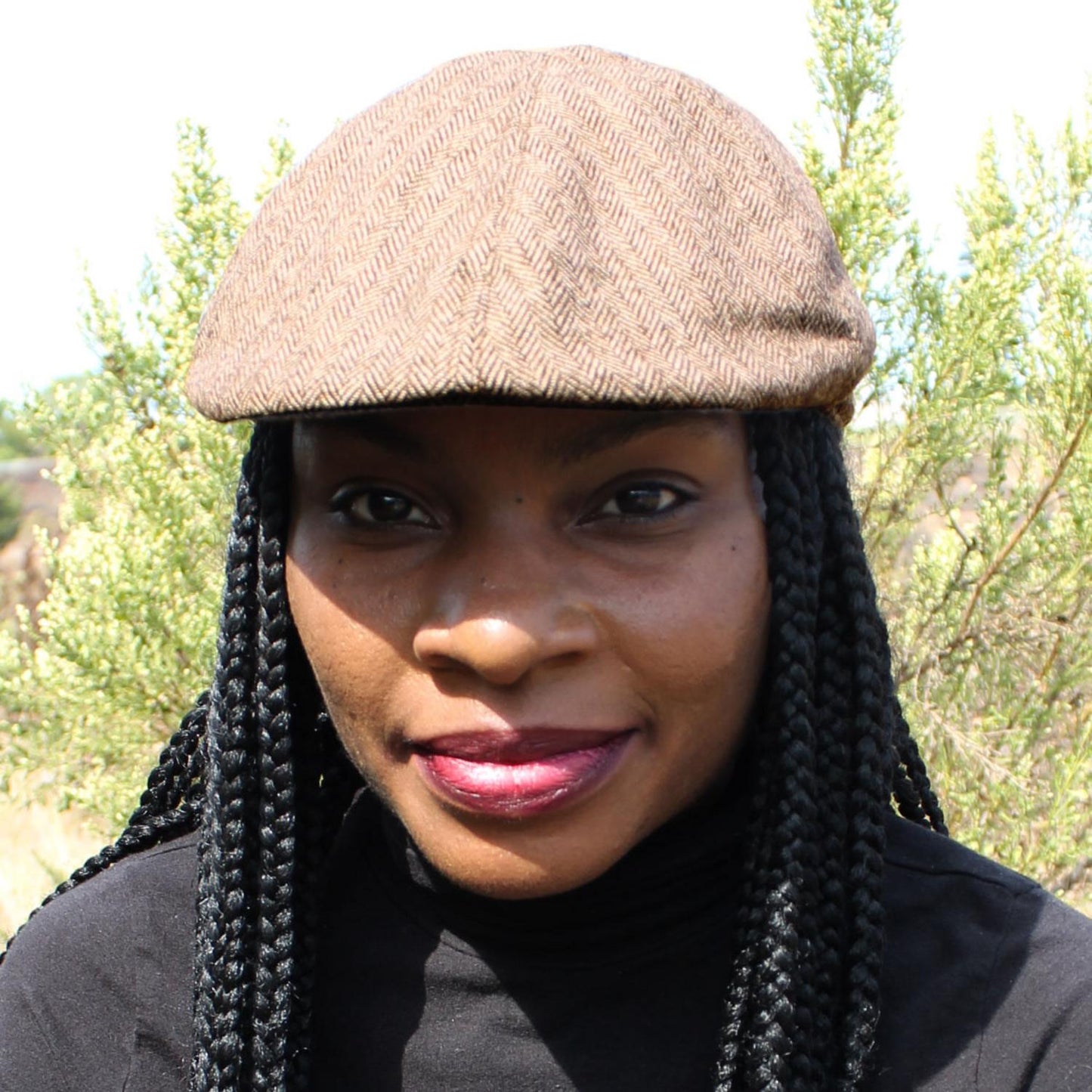 Jaxon Hats | Herringbone Wool Blend Duckbill Ivy Cap | 167552 | lsfone | BROWN