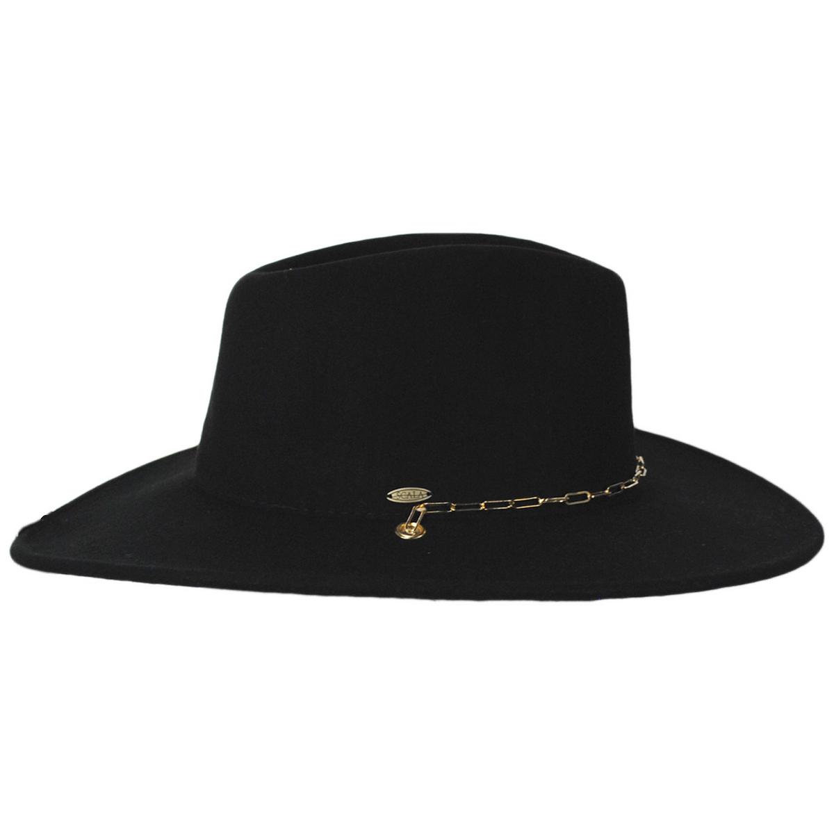 Scala | Candace Wool Felt Fedora Hat | 123494 | profile | BLACK