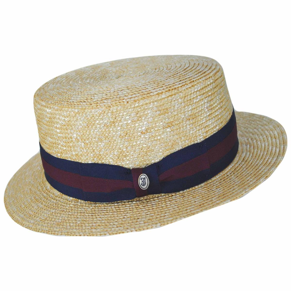Striped Band Wheat Straw Skimmer Hat – Village Hat Shop
