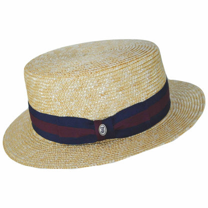 Jaxon Hats | Striped Band Wheat Straw Skimmer Hat | 129005 | profile | NATURAL