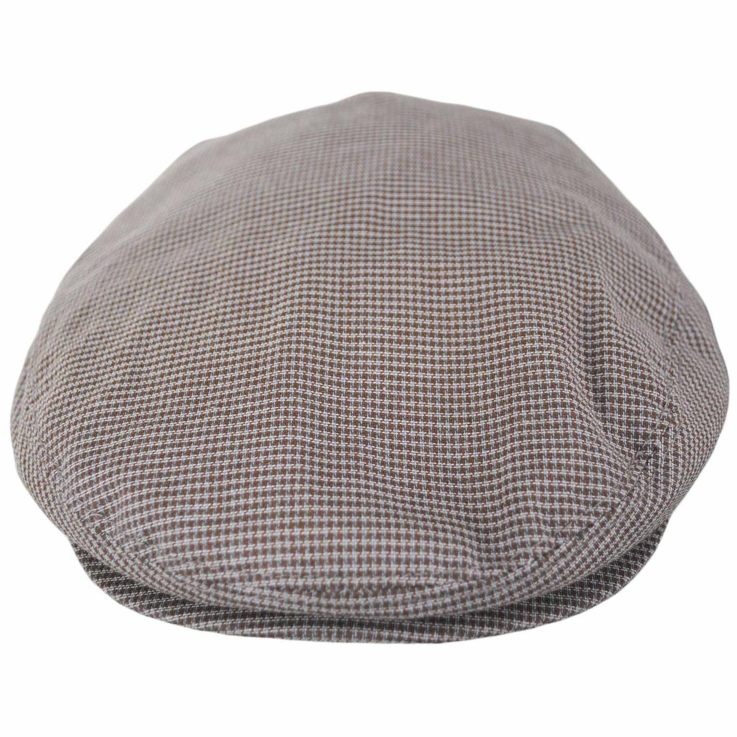 Baskerville Hat Company | Talbot Cotton Micro Houndstooth Ivy Cap | 167676 | front | TAUPE