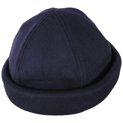 Dorfman Pacific | Melton Wool Blend Watch Cap Beanie Hat | 500048 | lead | NAVY