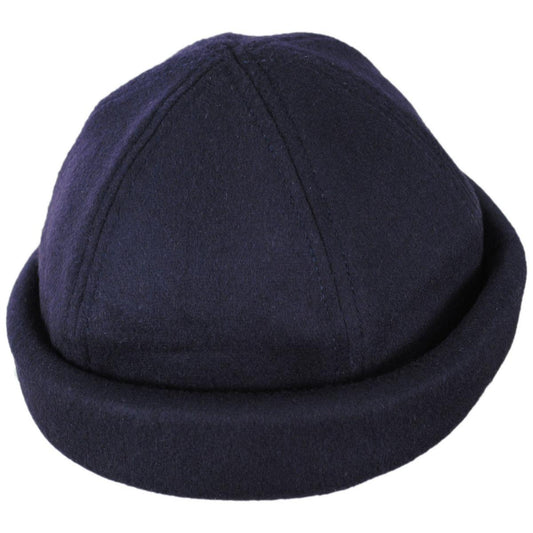 Dorfman Pacific | Melton Wool Blend Watch Cap Beanie Hat | 500048 | lead | NAVY