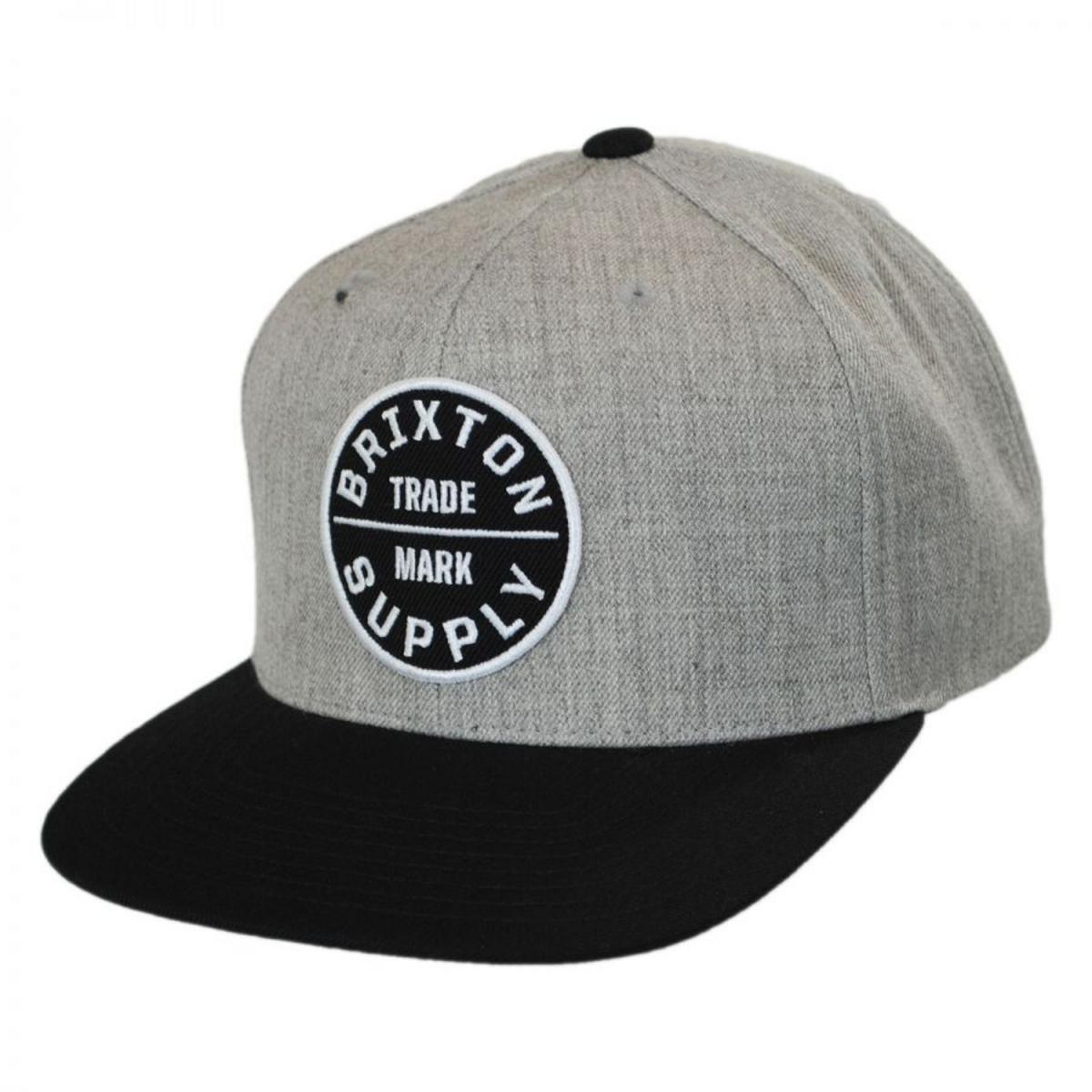 BRIXTON HATS | Oath III Snapback Baseball Cap | 201713 | lead | LIGHT HEATHER GREY/BLACK