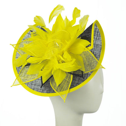 Sophia | Two Tone Folded Sinamay Straw Fascinator Hat | 122902 | profile | YELLOW