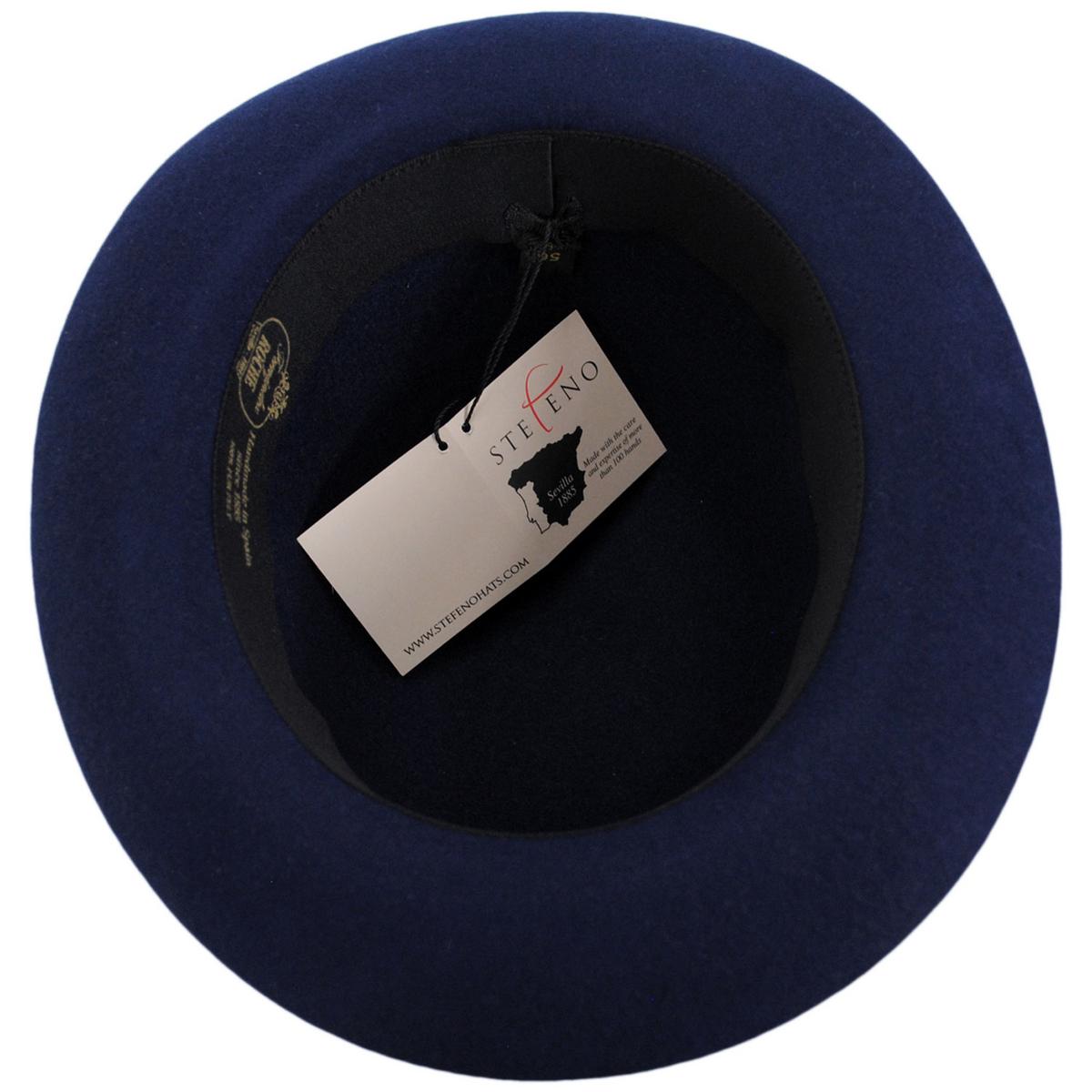 Stefeno Hats | Dalton Rollable Fur Felt Shapeable Open Crown Fedora Hat | 136008 | under | NAVY