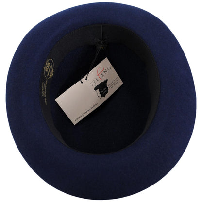 Stefeno Hats | Dalton Rollable Fur Felt Shapeable Open Crown Fedora Hat | 136008 | under | NAVY