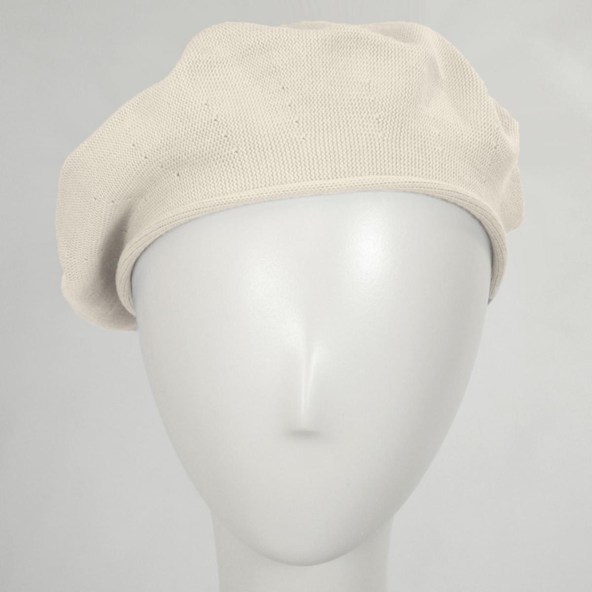 sur la tete | Cotton Beret - 11.5 inch Diameter | 151101 | profile | NATURAL