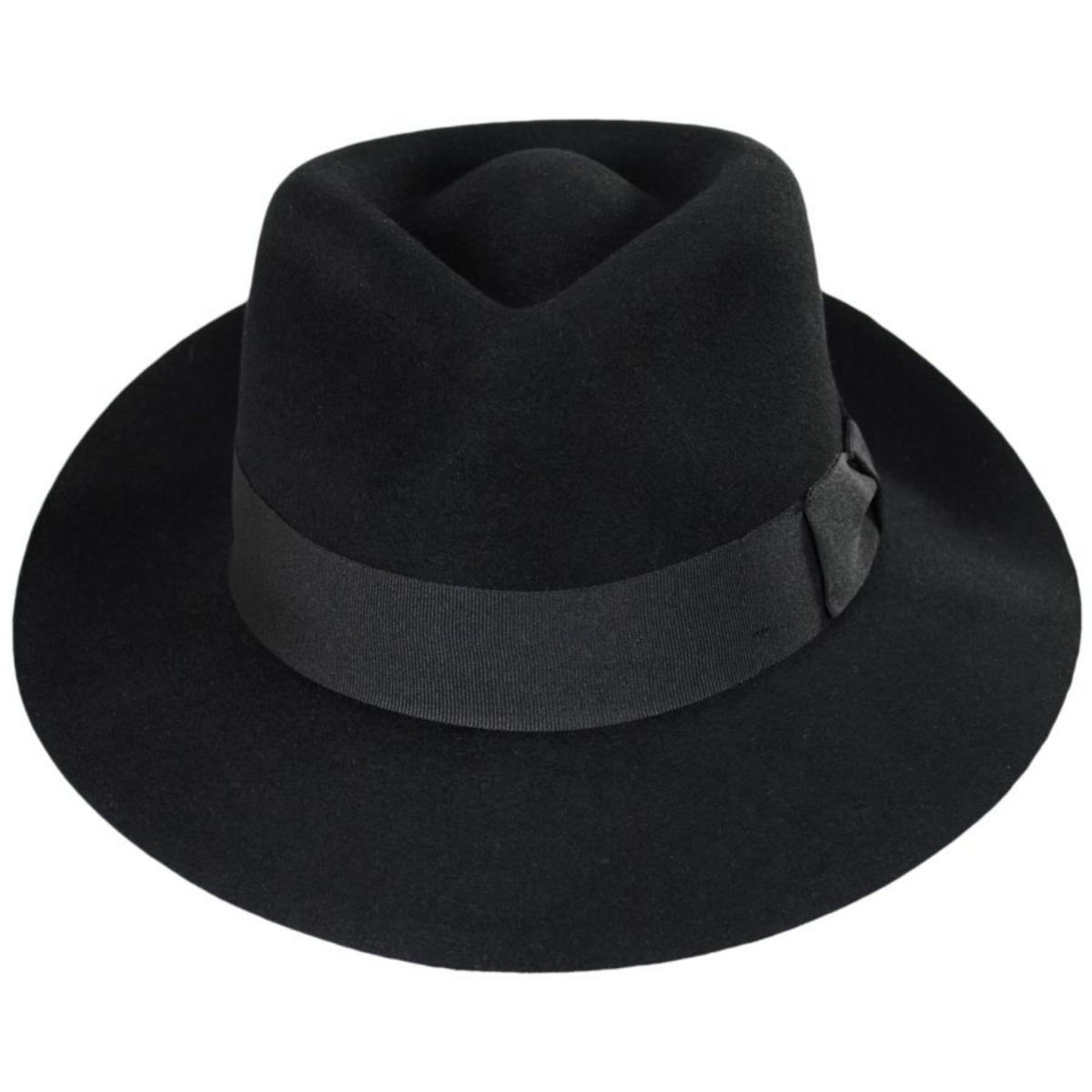 Jaxon Hats | Fur Felt C-Crown Fedora Hat | 131600 | front | BLACK