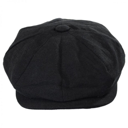 Jaxon Hats | Linen and Cotton Newsboy Cap | 167774 | front | BLACK
