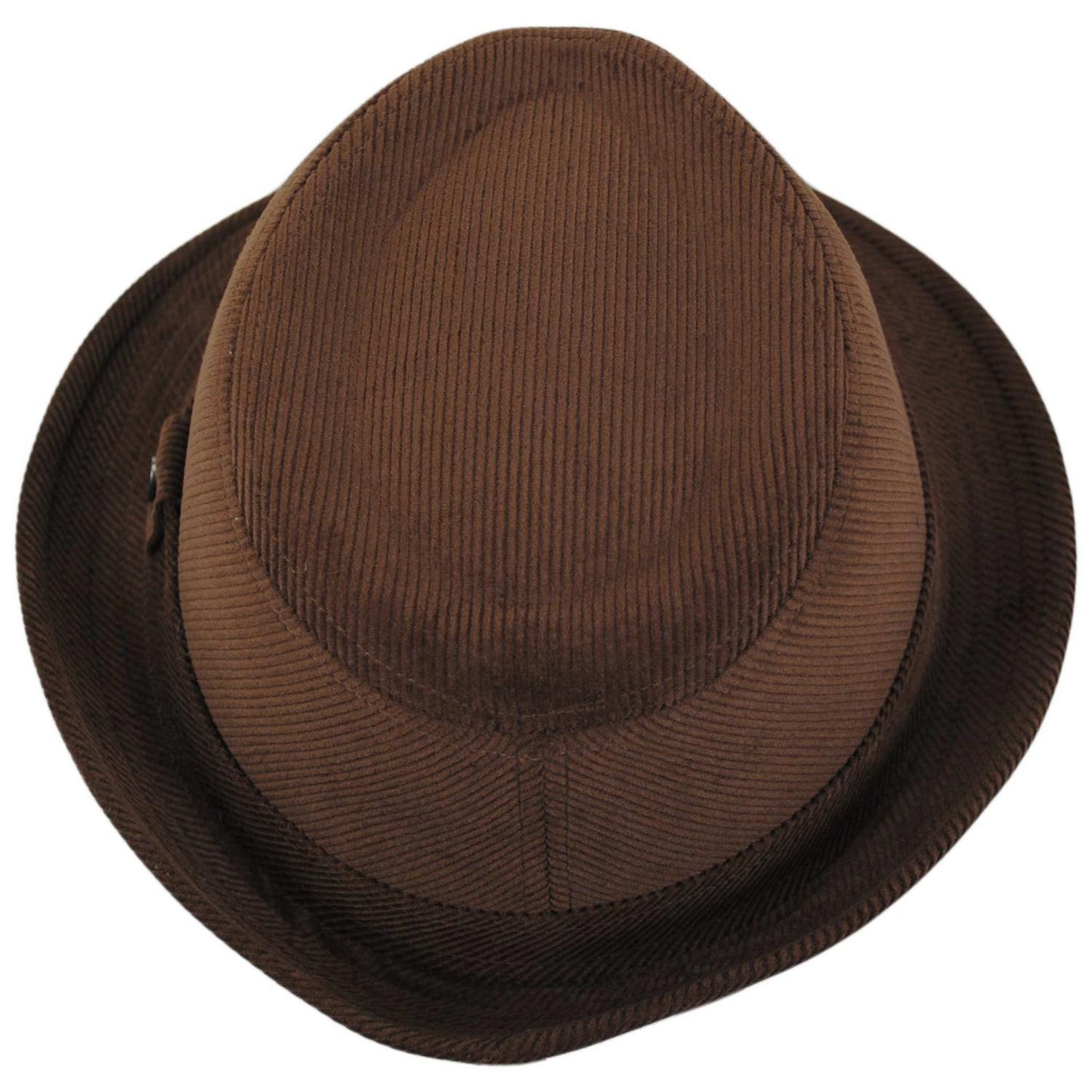 Jaxon Hats | Corduroy C-Crown Trilby Fedora Hat | 142307 | top | DARK BROWN