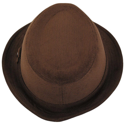 Jaxon Hats | Corduroy C-Crown Trilby Fedora Hat | 142307 | top | DARK BROWN