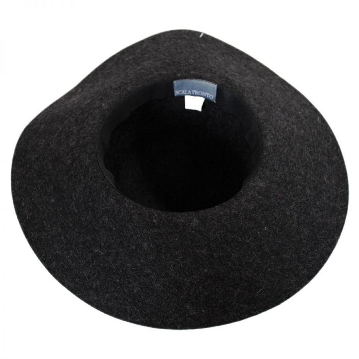 Scala | Boho Wool Felt Swinger Hat | 123472 | profile | CHARCOAL