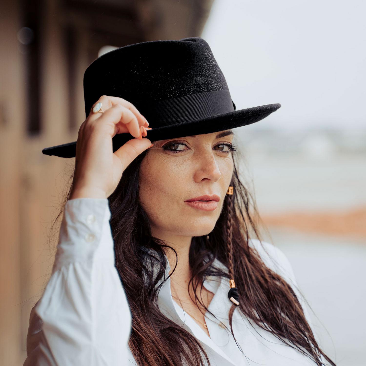 Jaxon Hats | C-Crown Crushable Wool Felt Fedora Hat | 135003 | lsftwo | BLACK