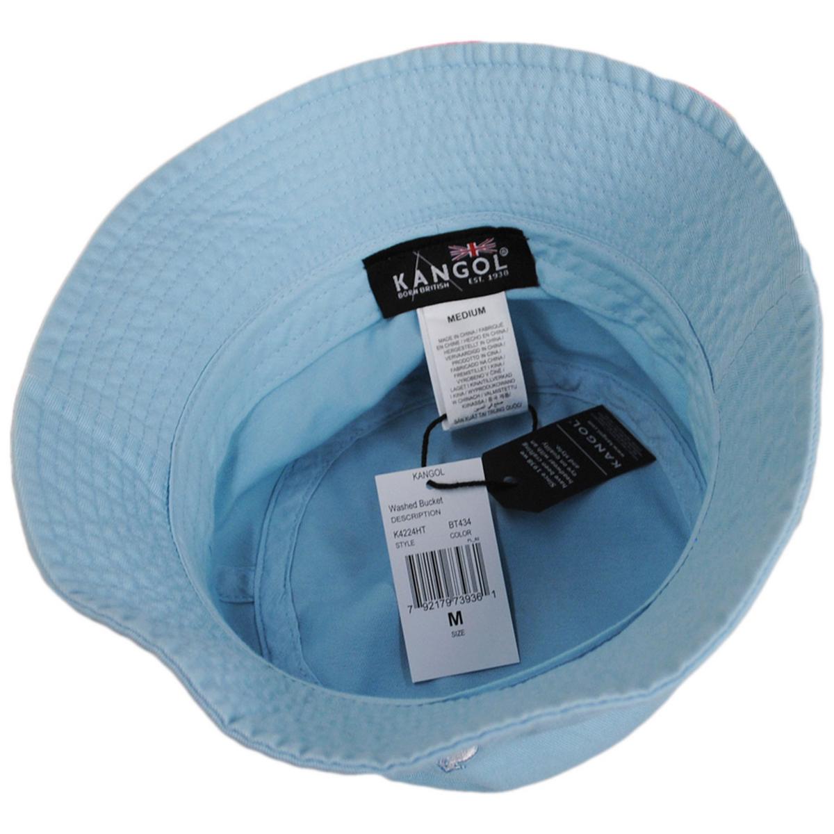 Kangol | Washed Cotton Bucket Hat - Blue Tint & Electric Pink | 185701BTEP | under | BLUE TINT
