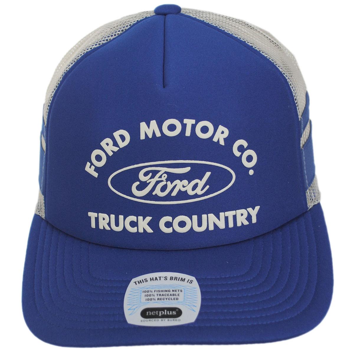 BRIXTON HATS | Ford Built Tough Foam Mesh Snapback Trucker Cap | 201883 | front | FORD BLUE/WIMBLETON WHITE