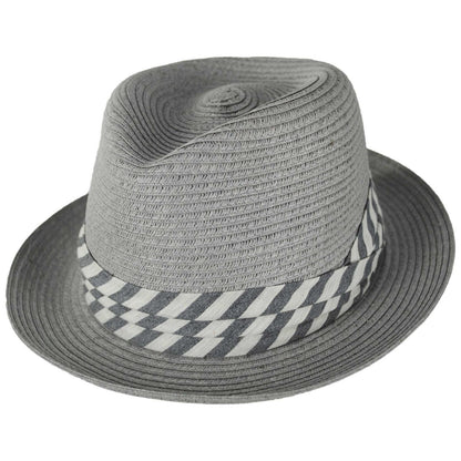 Stefeno Hats | Jonas Toyo Straw Stingy Brim Fedora Hat | 129708 | lead | GREY