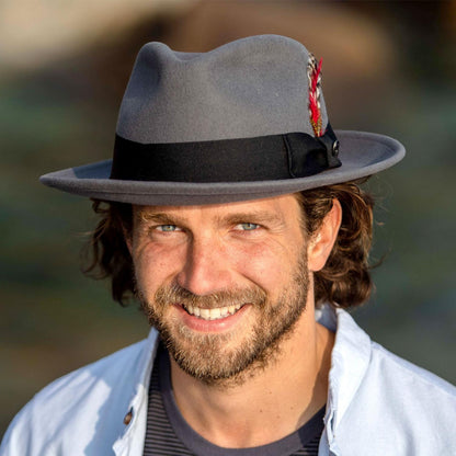 Jaxon Hats | C-Crown Crushable Wool Felt Fedora Hat | 135003 | lsmone | GREY