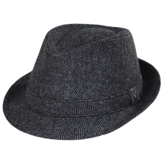 Jaxon Hats | Wholesale Herringbone Wool Trilby Fedora Hat B2B Pre-Pack | B2B142320 | lead | GREY/BLACK