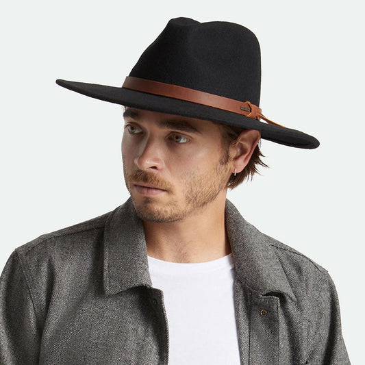 BRIXTON HATS | Field Proper Wool Felt Fedora Hat - Black | 135647B | lsmone | BLACK