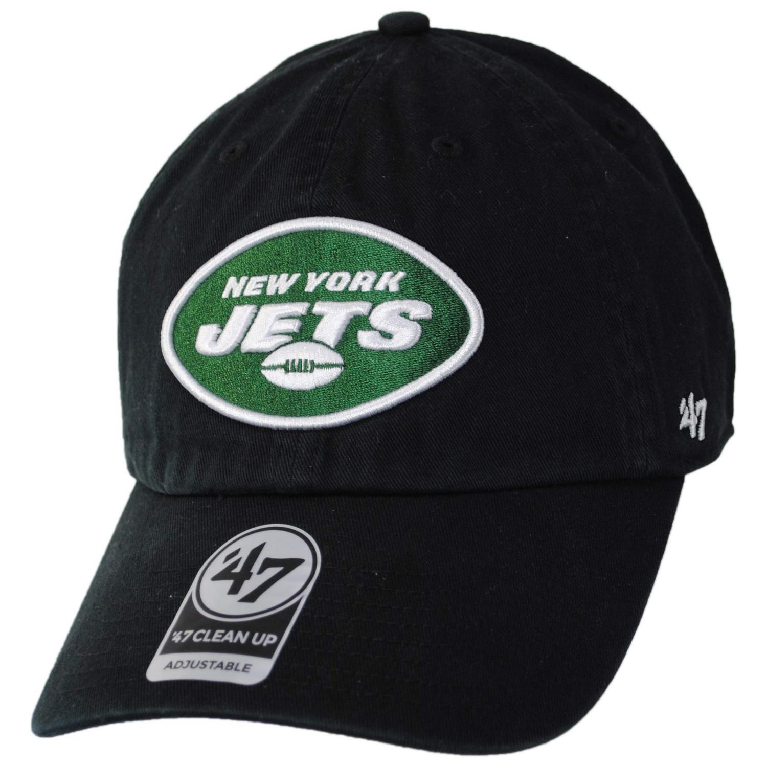 47 Brand | New York Jets NFL Clean Up Strapback Baseball Cap Dad Hat | 203700 | lead | BLACK